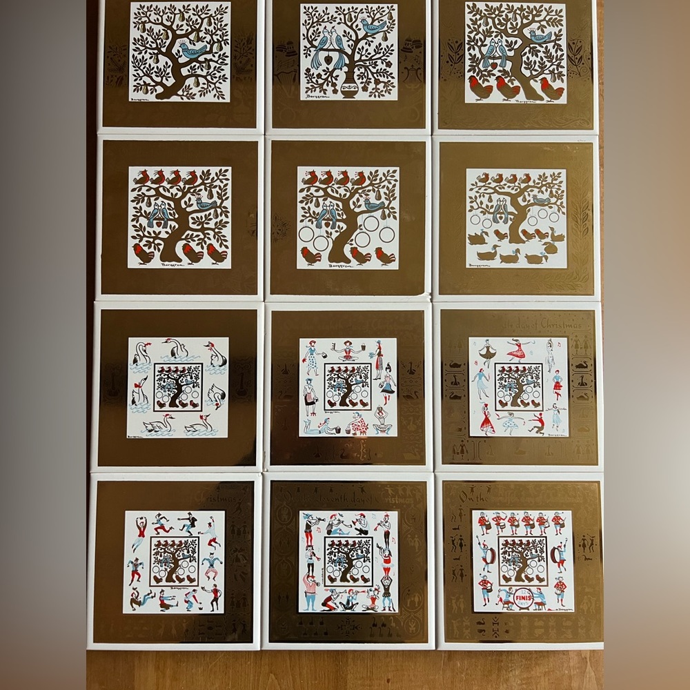 Berggren Vintage Swedish Folk 12 days of Christmas Tiles